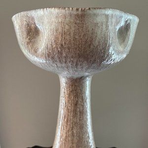 Mid-Century Japanese Ikebana Glazed Stoneware Pedestal Vase With Marking on Base